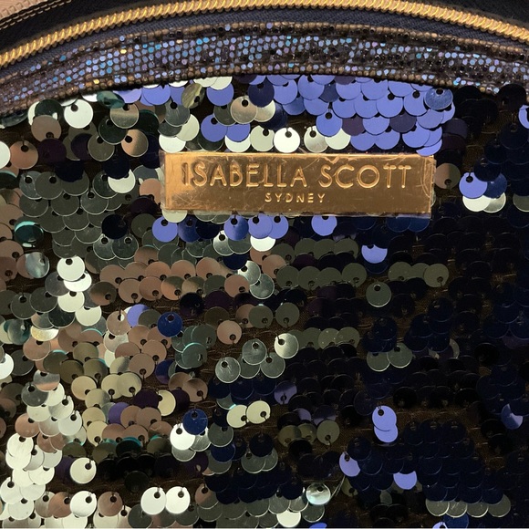 Isabella Scott Blue Flip Sequin Makeup Pouch Zipper Cosmetic Bag Toiletry Clutch - Picture 3 of 16